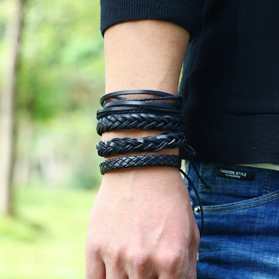 bransoletka BOHO BLACK, zestaw 12 bransoletek