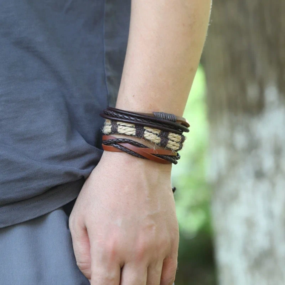 bransoletka BOHO BROWN, zestaw 10 bransoletek